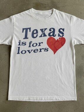 Texax Is For Lovers Graphic T-shirt - Red Heart Vintage Style White Cotton Tee